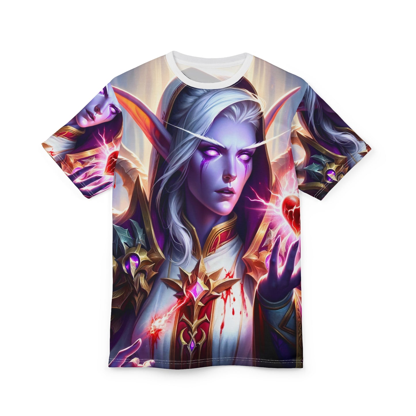 Tシャツ | 全面プリント | ユニセックスTシャツ | ファンタジー | エルフ魔法使い | 紫の心
