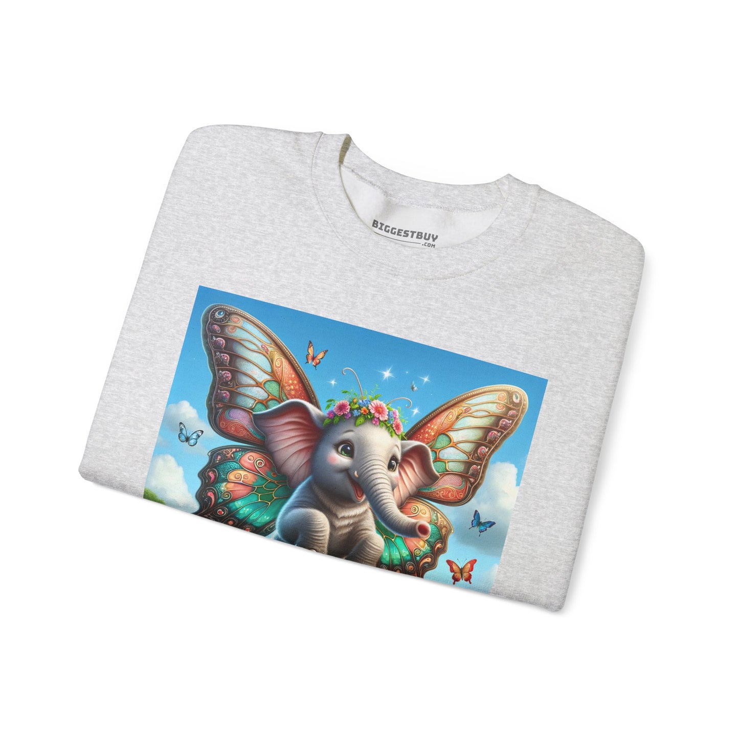 Bluza dresowa | Unisex | Okrągły dekolt | Gruba mieszanka | Baśniowa fauna | Airavata | Słonik