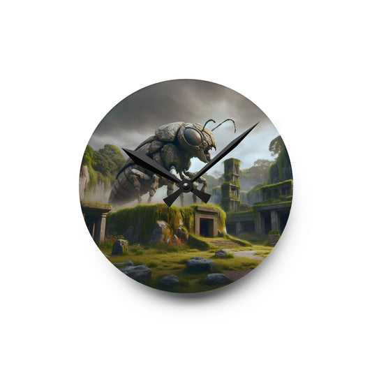 Настенные часы | Акрил | Круглые или квадратные | Биопанк | Жук-колосс | Зеленый