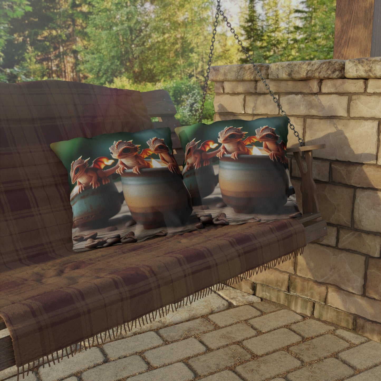 وسادة | وسادة خارجية | فن خيالي لطيف | تنين صغير