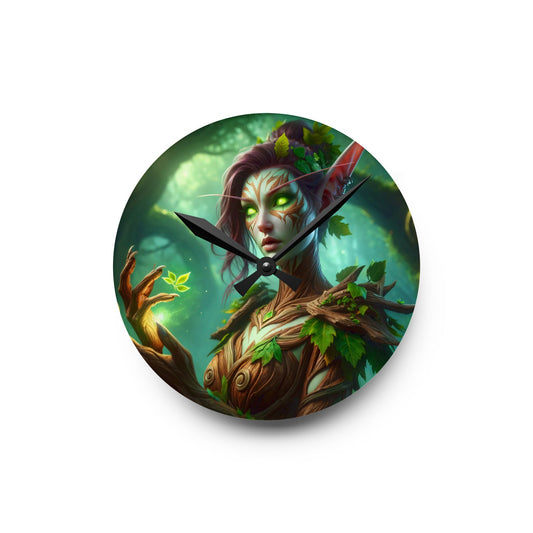 Duvar Saati | Akrilik | Yuvarlak veya Kare | Orman Mitolojisi | Dryad | Doğa Ruhu