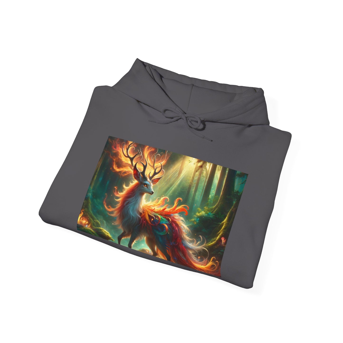 Felpa con cappuccio | Unisex | Felpa con cappuccio | Misto pesante | Mitologia Fantastica | Cervo di Fuoco