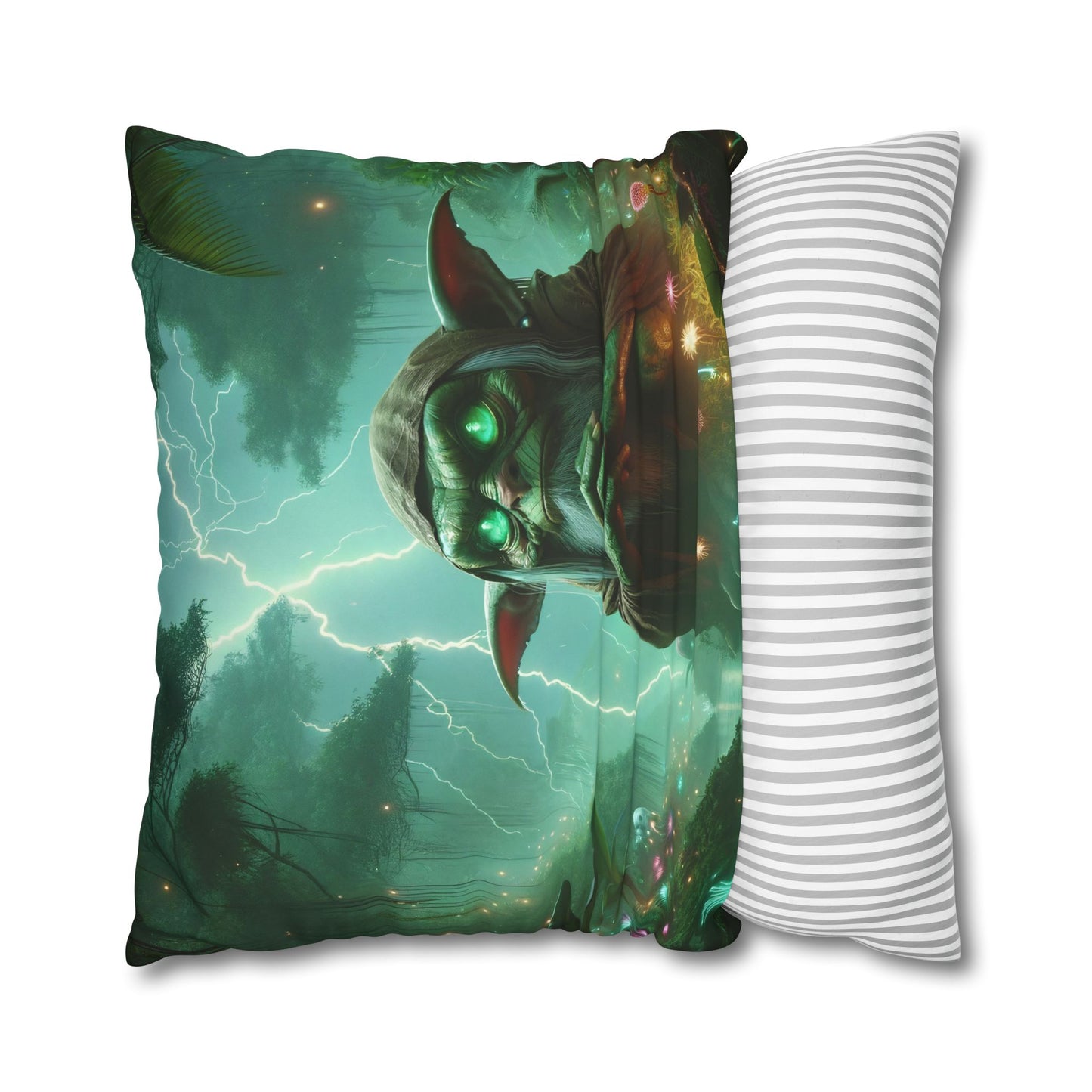 Наволочка | Квадратная | Холст из полиэстера | Лесное фэнтези | Шаман гоблинов