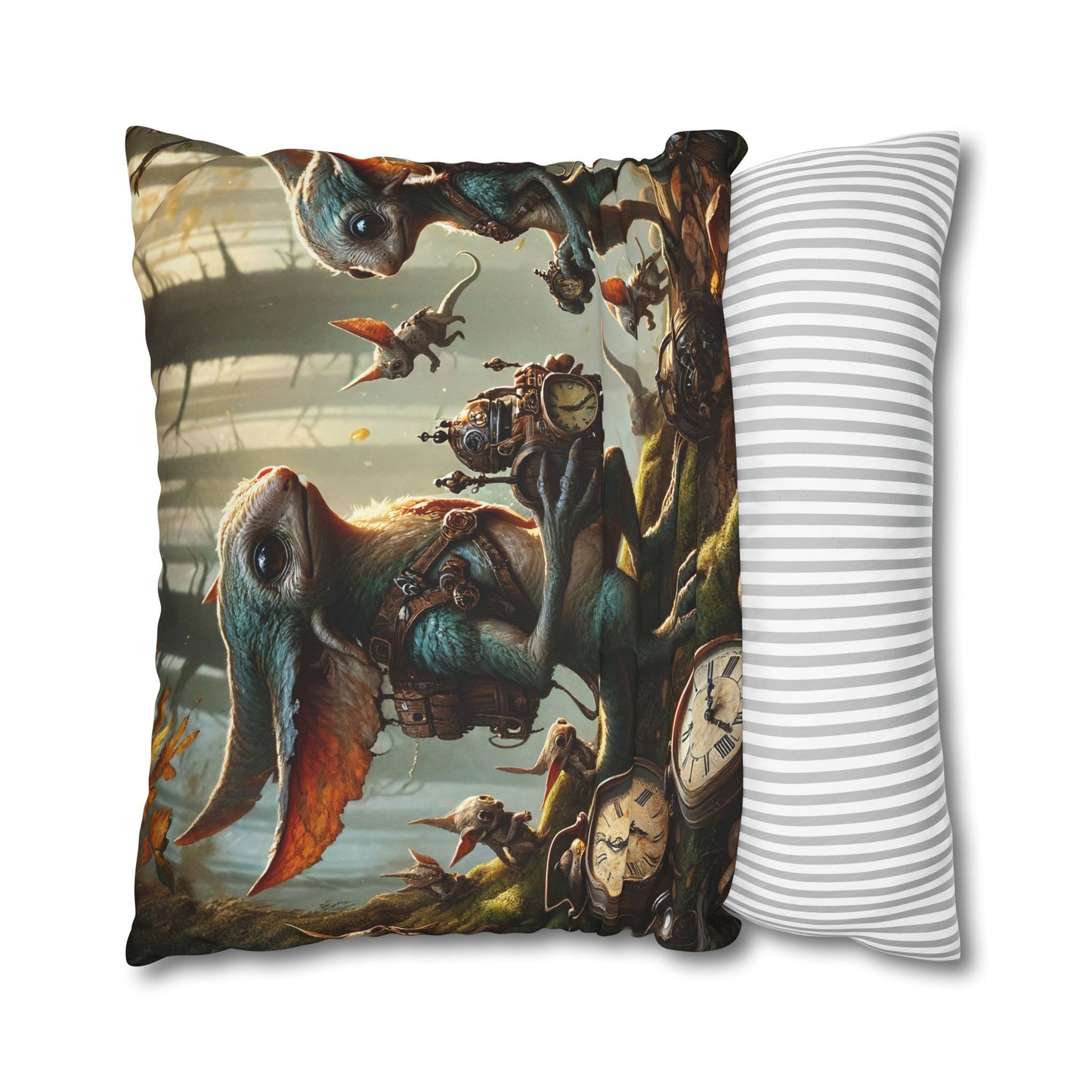 Kussensloop | Vierkant | Polyester canvas | Steampunk Feeën | Boswachters