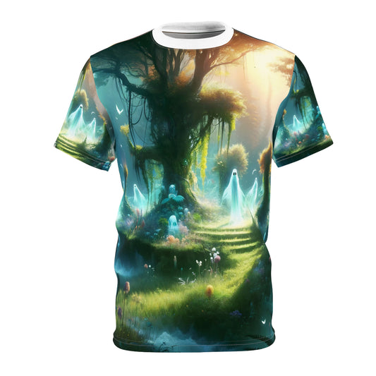 تي شيرت | طباعة شاملة | تي شيرت للجنسين | غابة سحرية | موطن الإيجنس فاتوس | شجرة الحياة