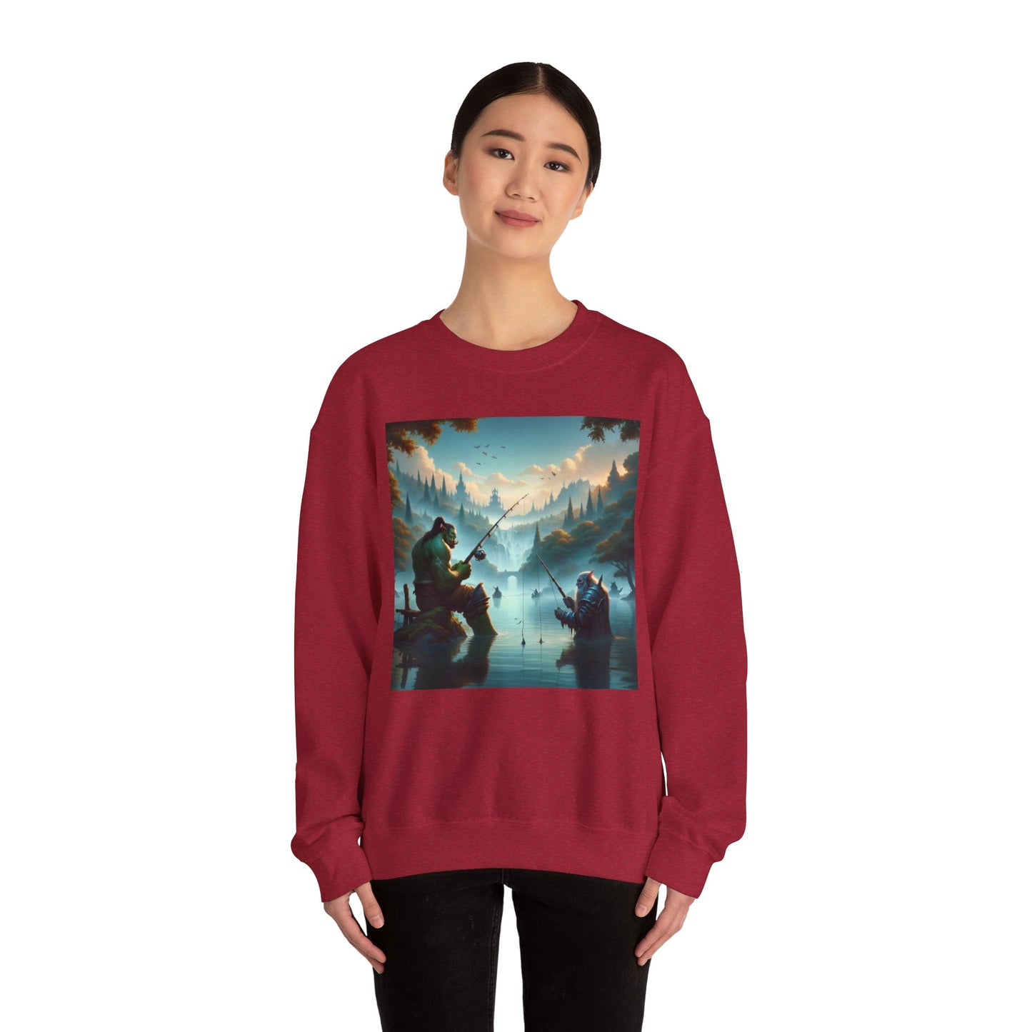 Bluza dresowa | Unisex | Okrągły dekolt | Gruba mieszanka | Fantasy międzyrasowe | Orc i krasnolud