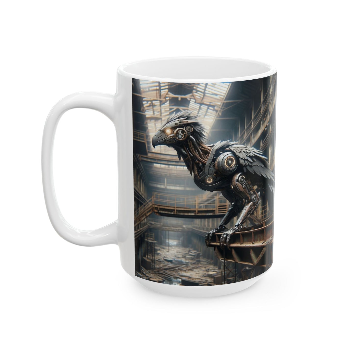 Mug | Céramique | Blanc | Steampunk | Rétrofuturisme | Corbeau