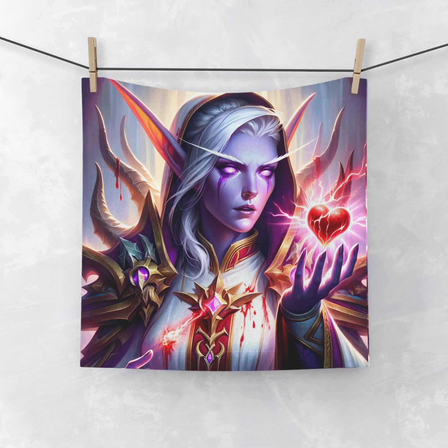 تولیہ | چہرے کا تولیہ | خیالی فن | جادوئی الف وارڈن | ارغوانی دل