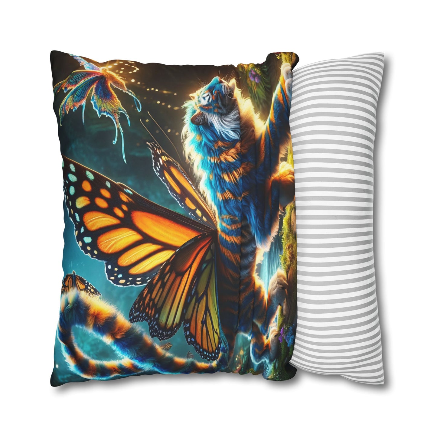 Poszewka na poduszkę | Kwadratowy | Płótno poliestrowe | Mistyczna fauna | Tygrys motyli