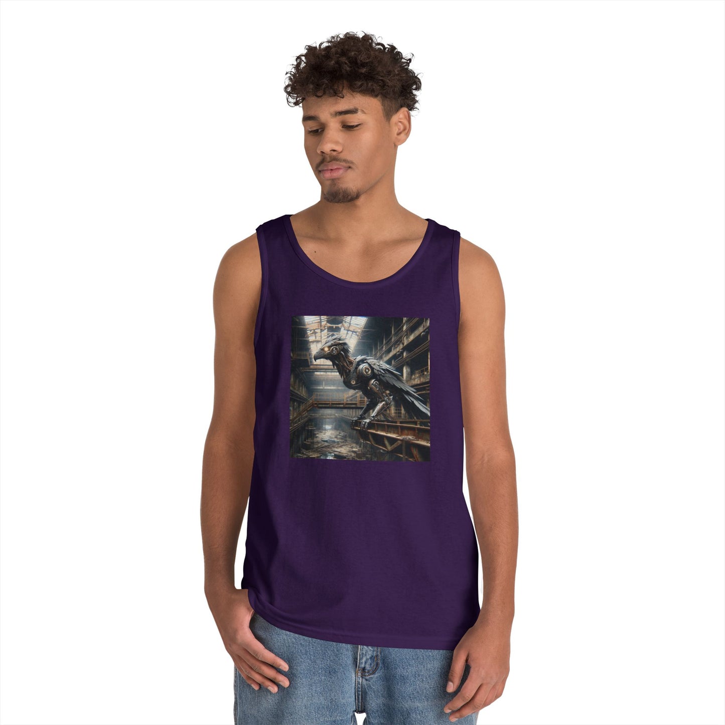 Camiseta de tirantes | Unisex | Algodón grueso | Steampunk Distópico | Cuervo Mecánico