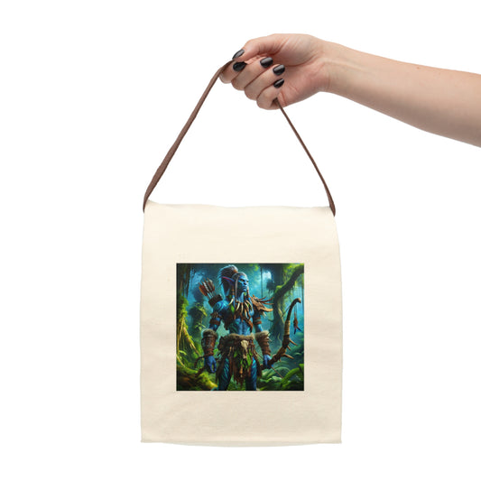 Lunch Bag | Canvas | With Strap | Tribal Fantasy | Wood Elf Warrior