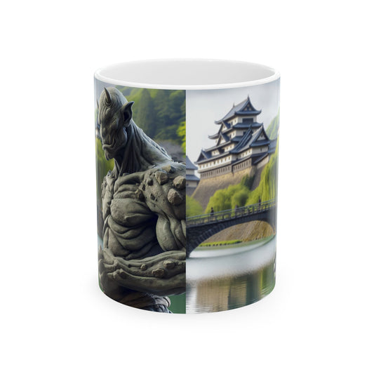Mug | Ceramic | White | Dark Fantasy | Yokai Lore | Oni