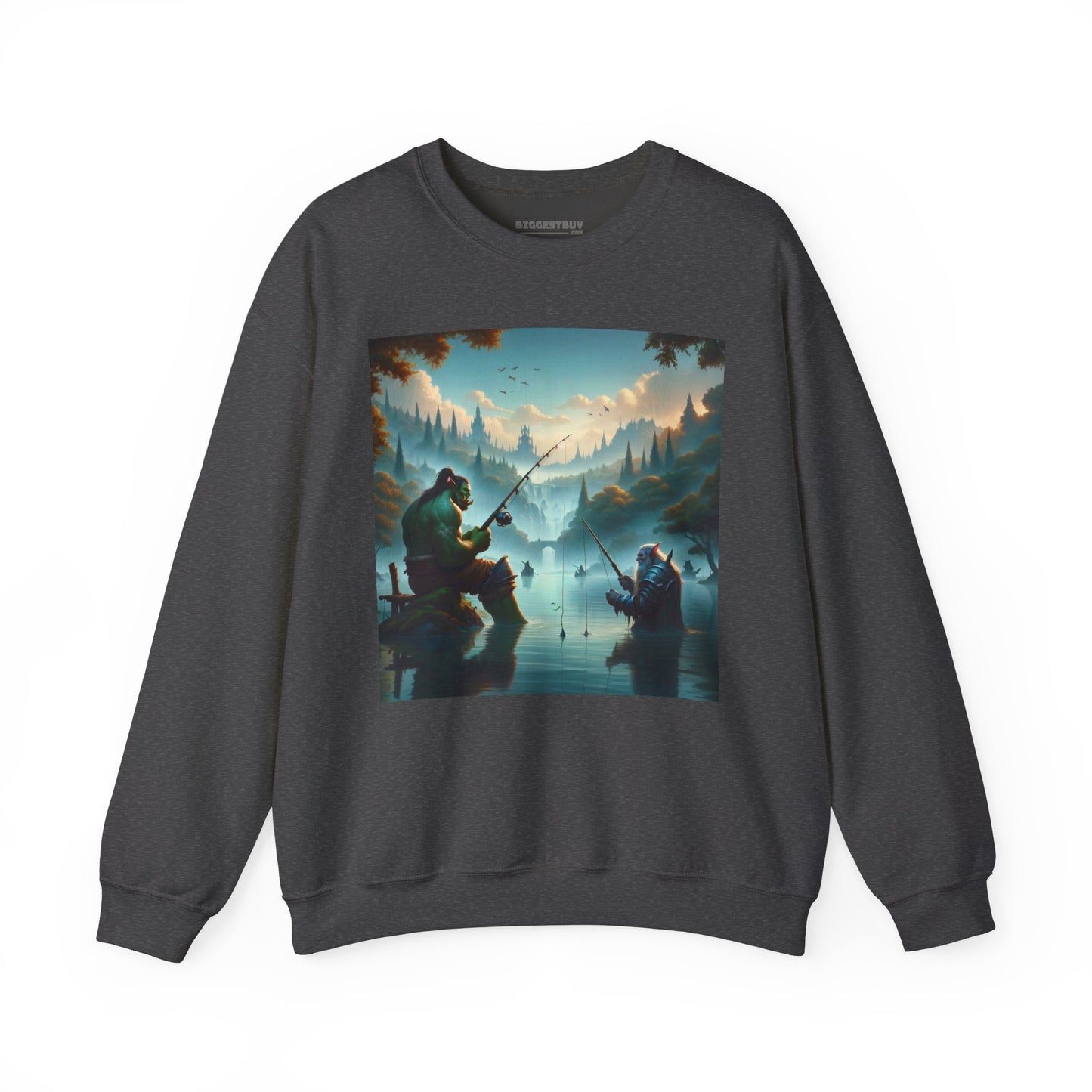 Bluza dresowa | Unisex | Okrągły dekolt | Gruba mieszanka | Fantasy międzyrasowe | Orc i krasnolud