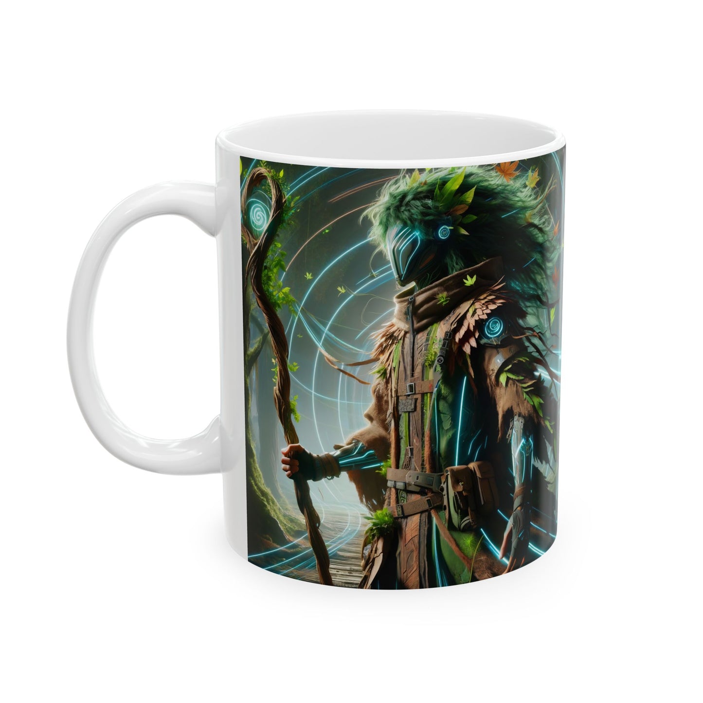 Tazza | Ceramica | Bianca | Mitologia Slava | Leshy Tecno-Organico
