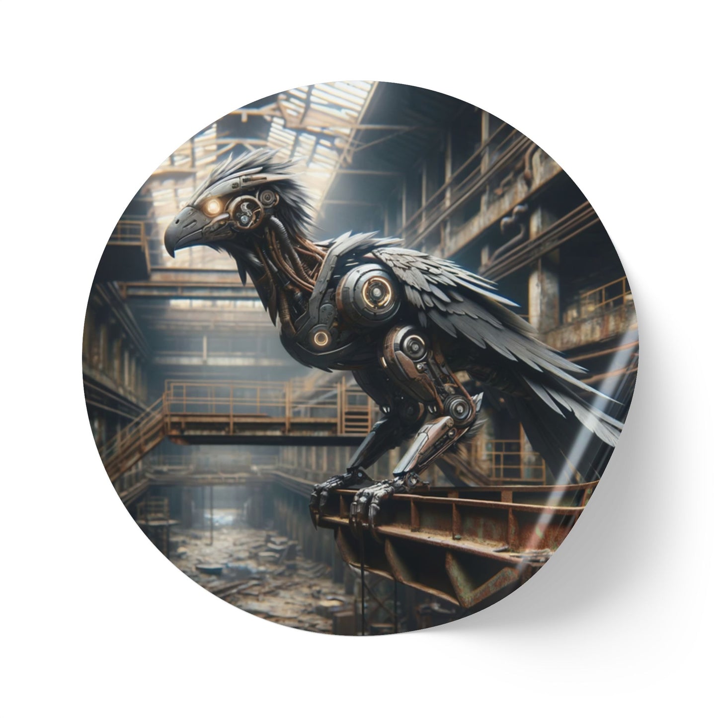 Stickerlabelrol | Rond | Steampunk | Klokwerk Mechanica | Raaf