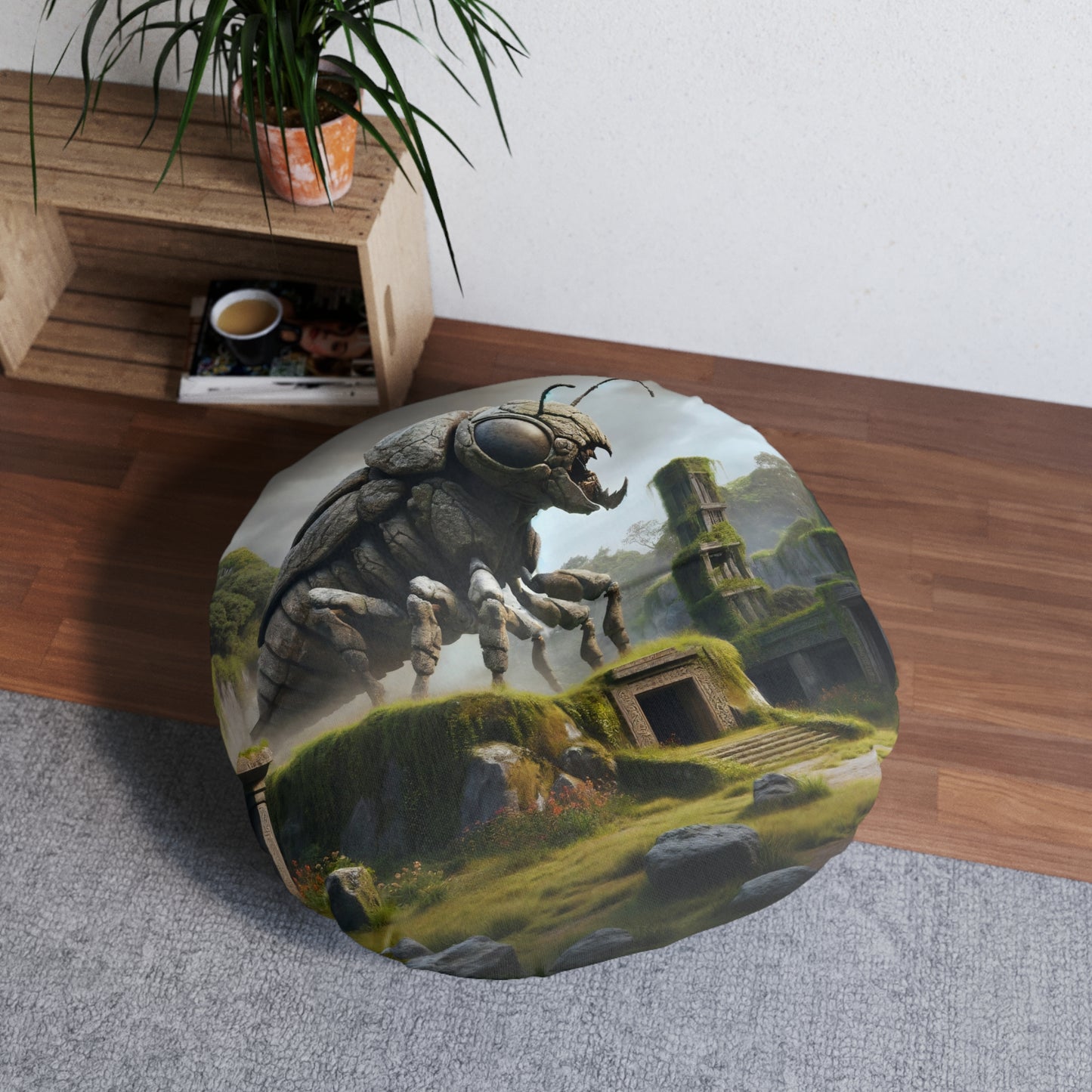 وسادة | وسادة أرضية | معنقدة | دائرية | رعب بيئي | خنفساء عملاقة | أخضر