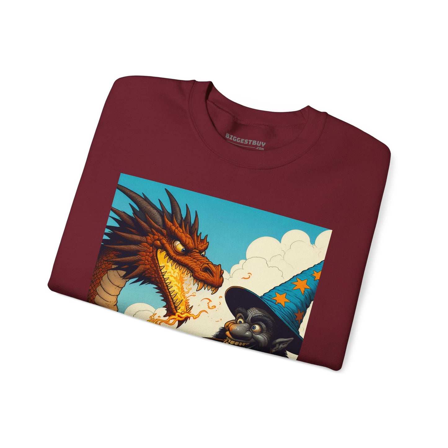 Bluza dresowa | Unisex | Okrągły dekolt | Gruba mieszanka | Heroiczne fantasy | Smok i czarodziej