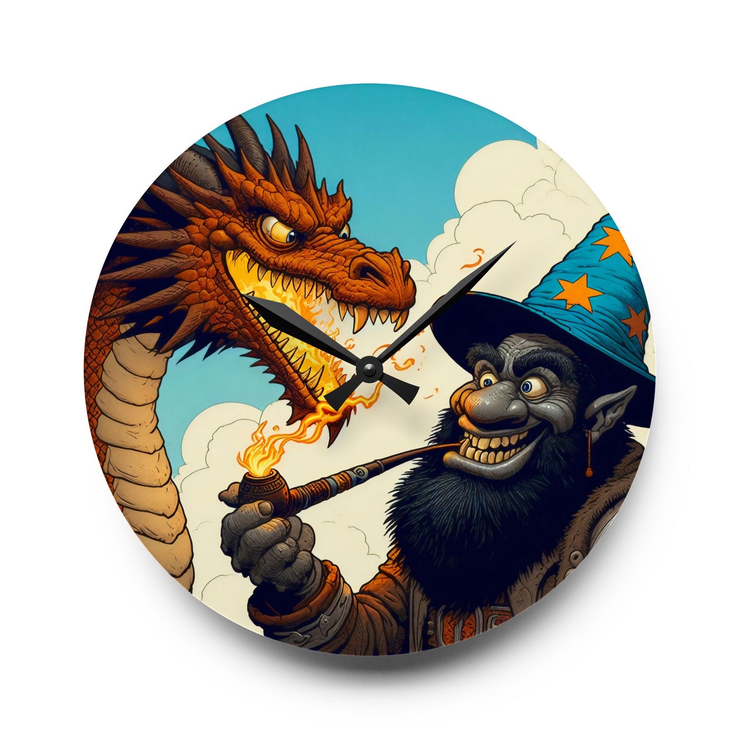 Reloj de pared | Acrílico | Redondo o cuadrado | Fantasía Épica | Duelo Mágico | Dragón