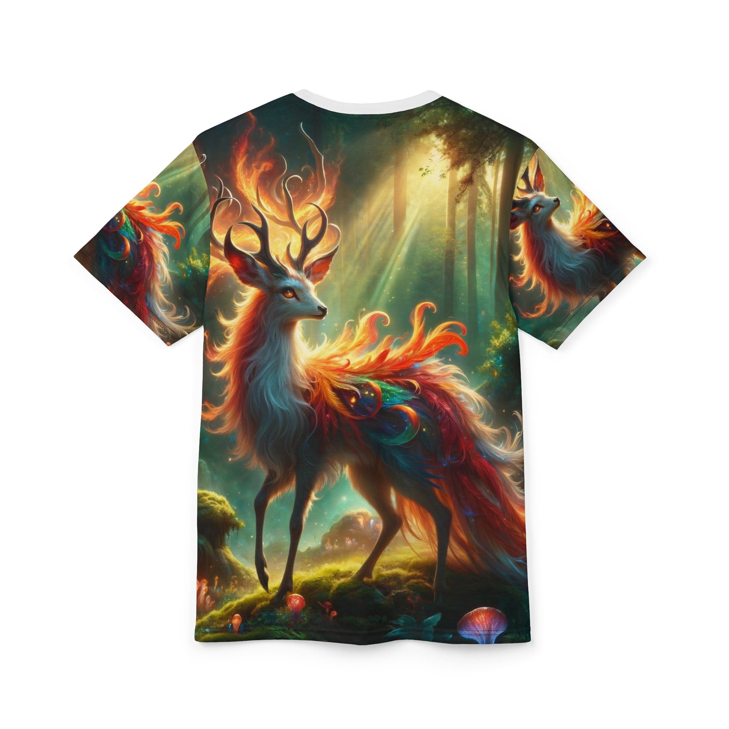 T-Shirt | Nadruk na całej powierzchni | T-shirt unisex | Mistyczna fantazja | Ognisty jeleń