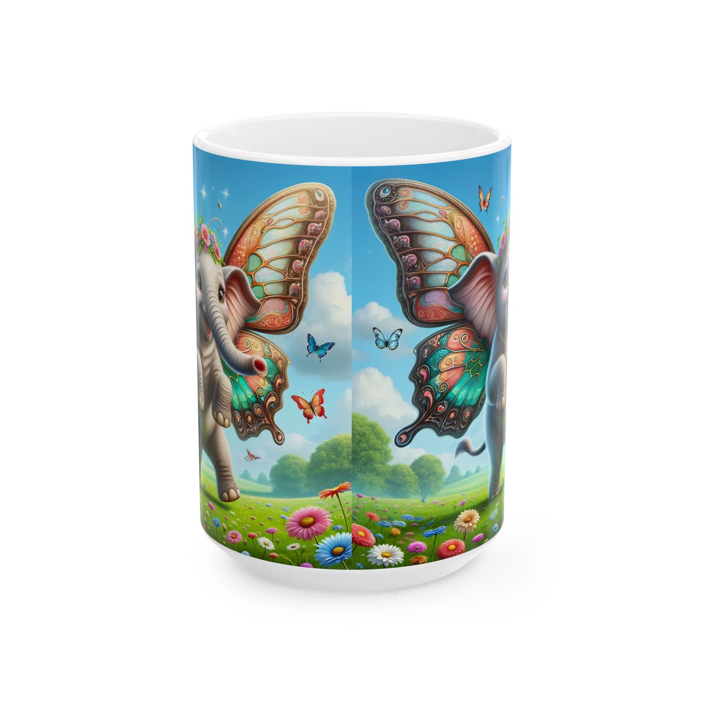 Kubek | Ceramiczny | Biały | Baśniowa fauna | Airavata | Słonik
