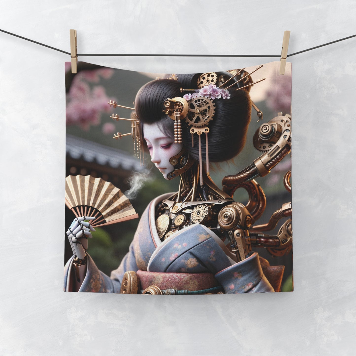 Handdoek | Washandje | Steampunk | Cyberpunk | Geisha Robot