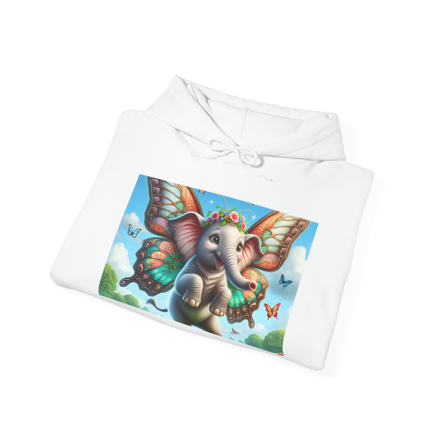 Bluza z kapturem | Unisex | Bluza dresowa z kapturem | Gruba mieszanka | Baśniowa fauna | Airavata | Słonik