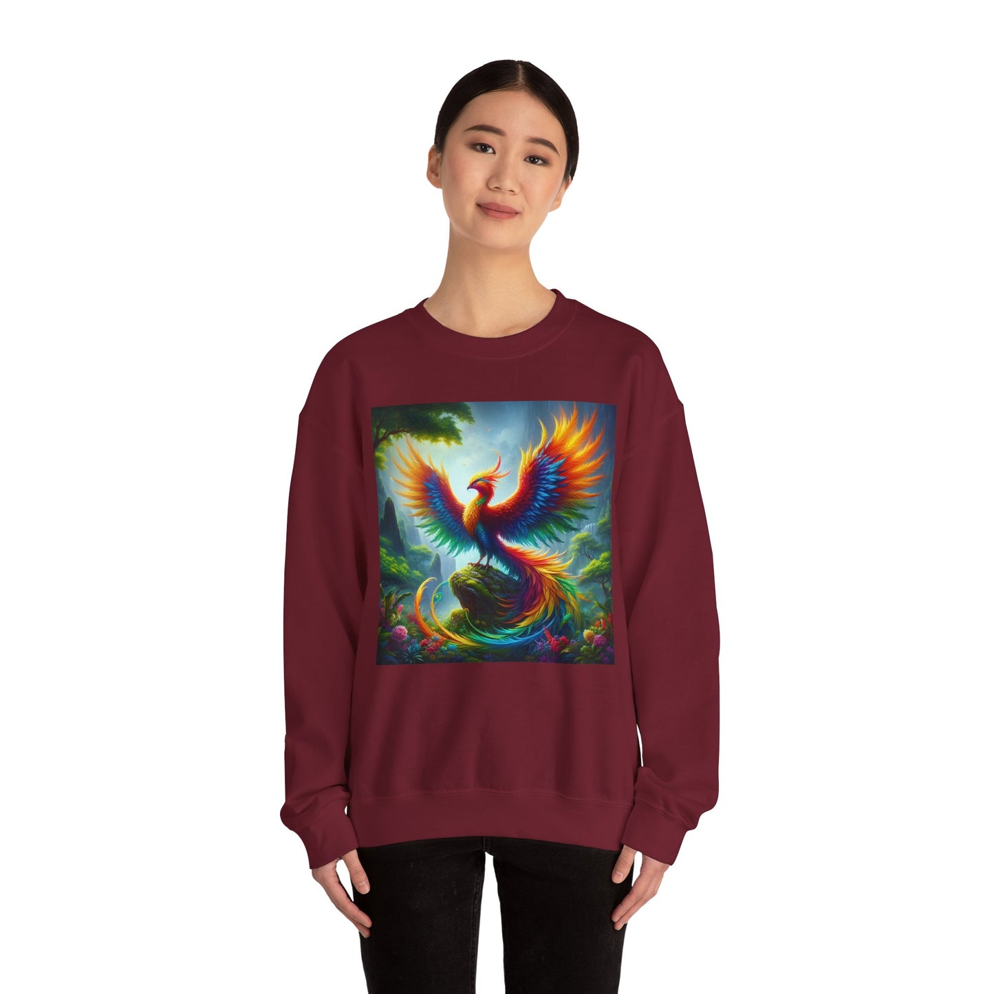 سویٹ شرٹ | یونیسیکس | کریو نیک | ہیوی بلینڈ | افسانوی تصور | عنقا اساطیر | آتشی پرندہ