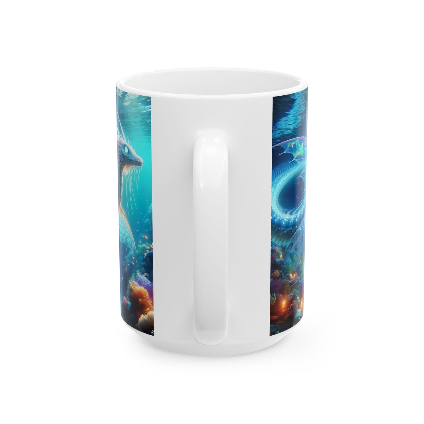 Tazza | Ceramica | Bianca | Mitologia Acquatica | Drago Marino
