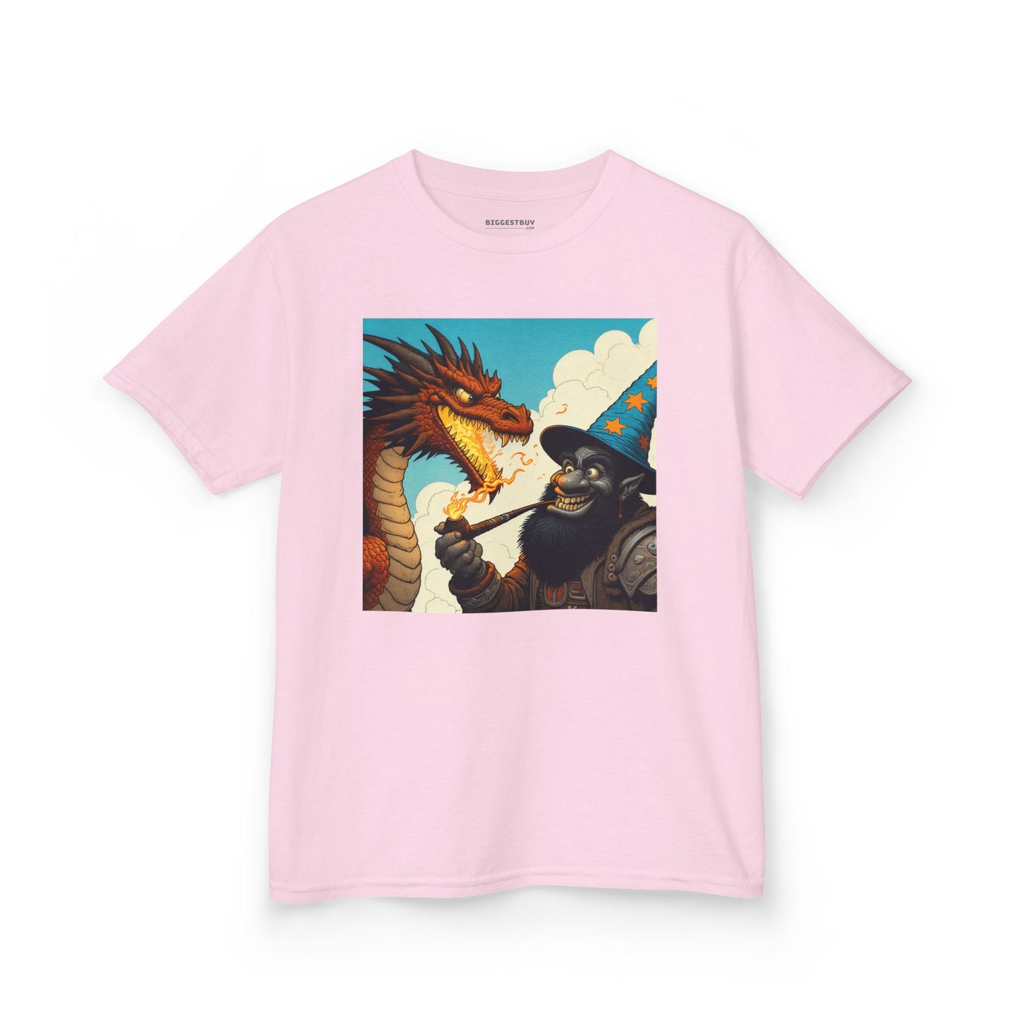 Camiseta | Camiseta Infantil | Algodão Pesado | Fantasia Épica | Duelo de Magia | Dragão