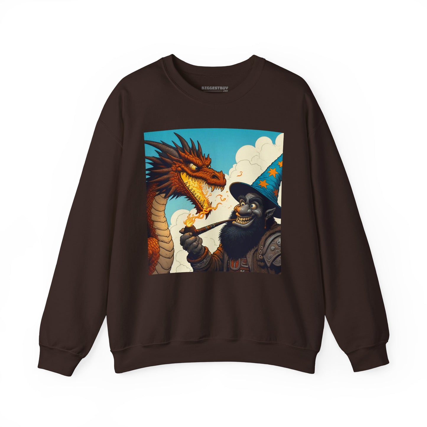 Bluza dresowa | Unisex | Okrągły dekolt | Gruba mieszanka | Heroiczne fantasy | Smok i czarodziej