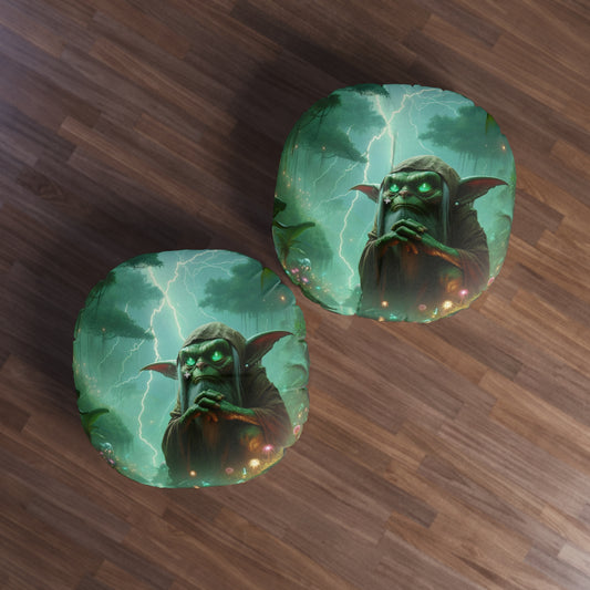 Pillow | Floor Pillow | Tufted | Round | Shamanic Fantasy | Boggart | Goblin