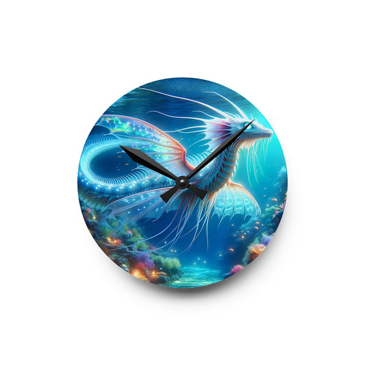 Horloge murale | Acrylique | Ronde ou carrée | Mythologie Aquatique | Dragon Marin