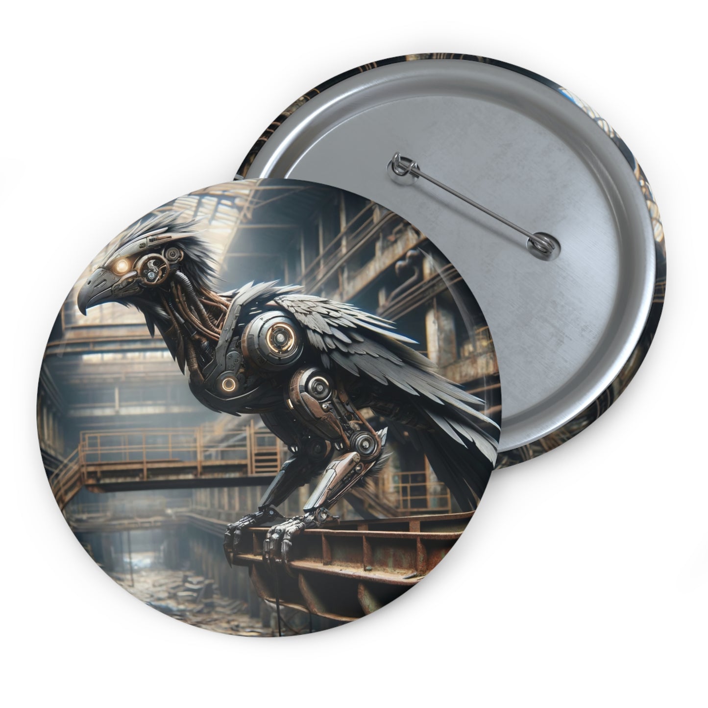 Spilla | Spilla da balia | Con spilla sul retro | Steampunk Post-Apocalittico | Corvo Meccanico