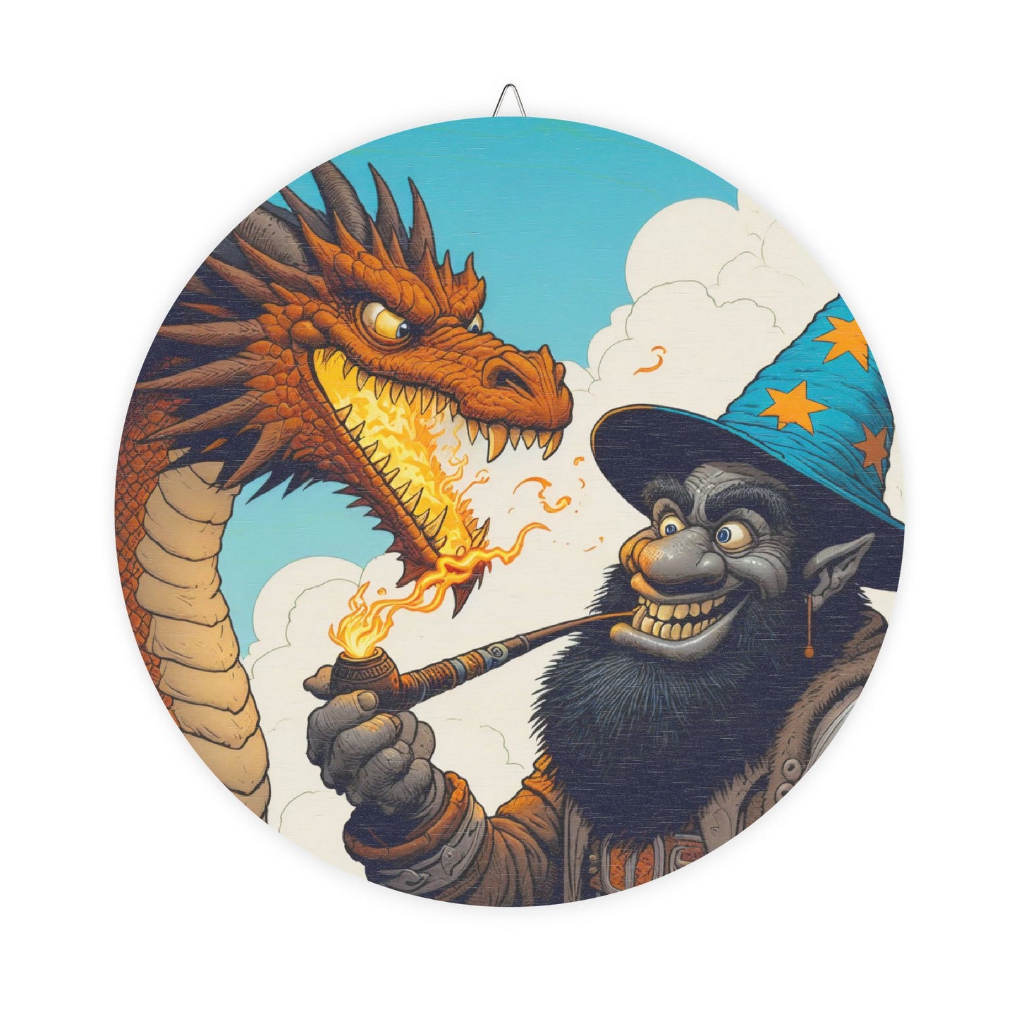Placa | De madeira | Fantasia Épica | Duelo de Magia | Dragão