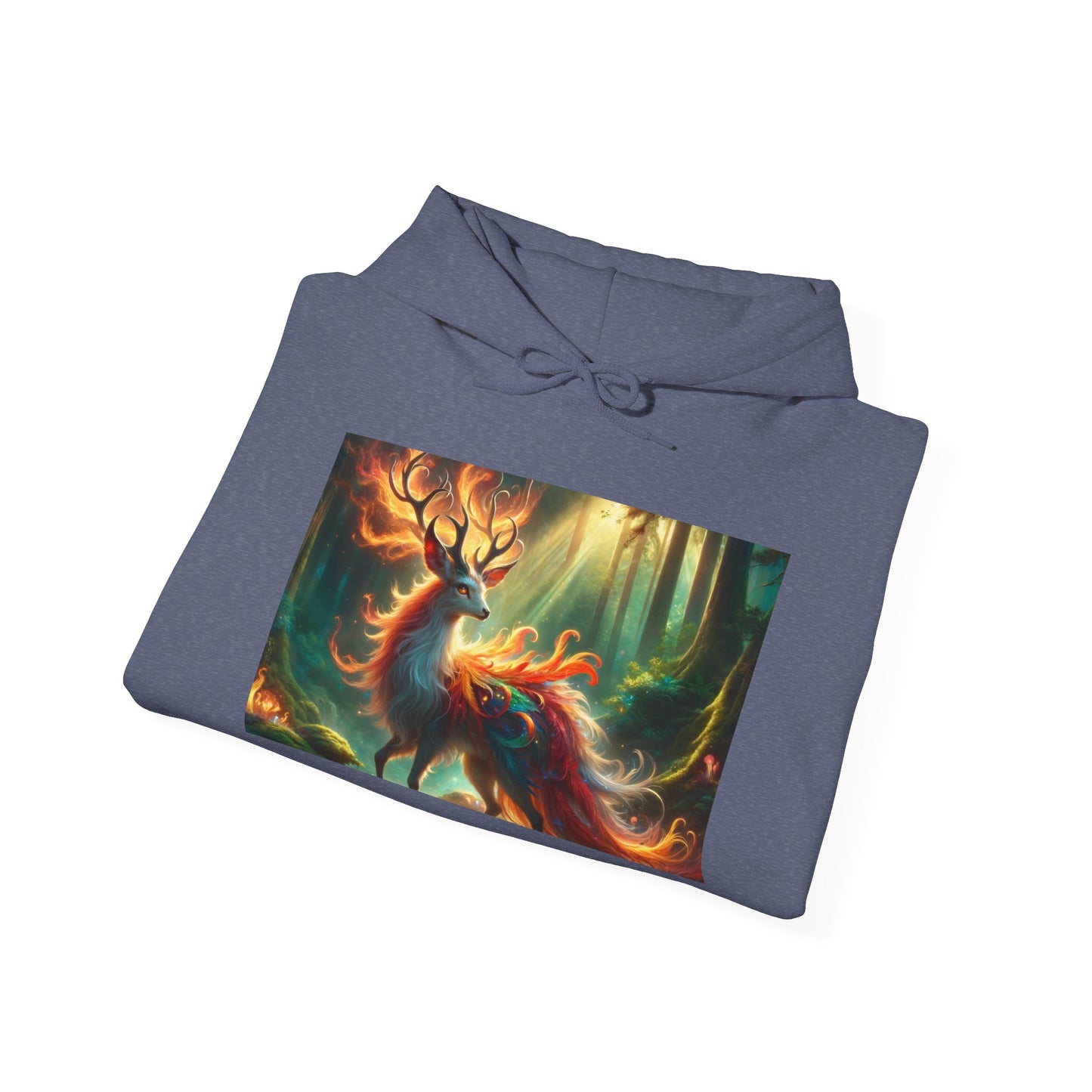 Felpa con cappuccio | Unisex | Felpa con cappuccio | Misto pesante | Mitologia Fantastica | Cervo di Fuoco