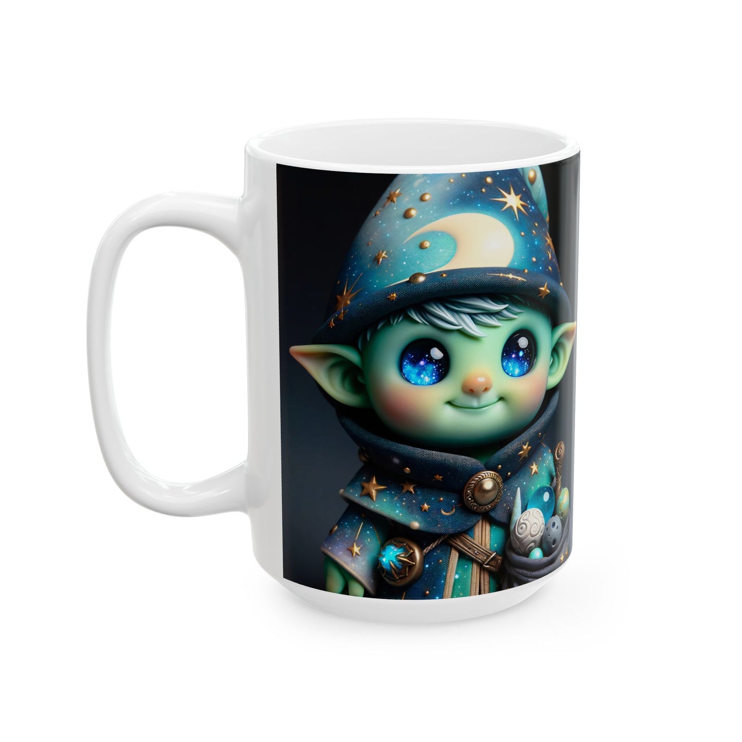 قدح | سيراميك | أبيض | خيال سحري | جني كوني | دمية فنية