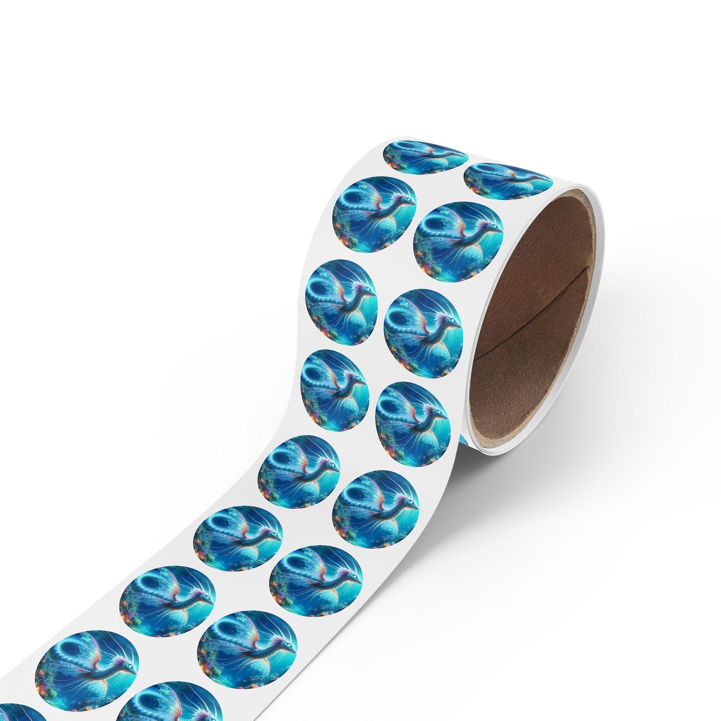 Aufkleberrolle | Rund | Mythische Wasserdrachen | Mizuchi