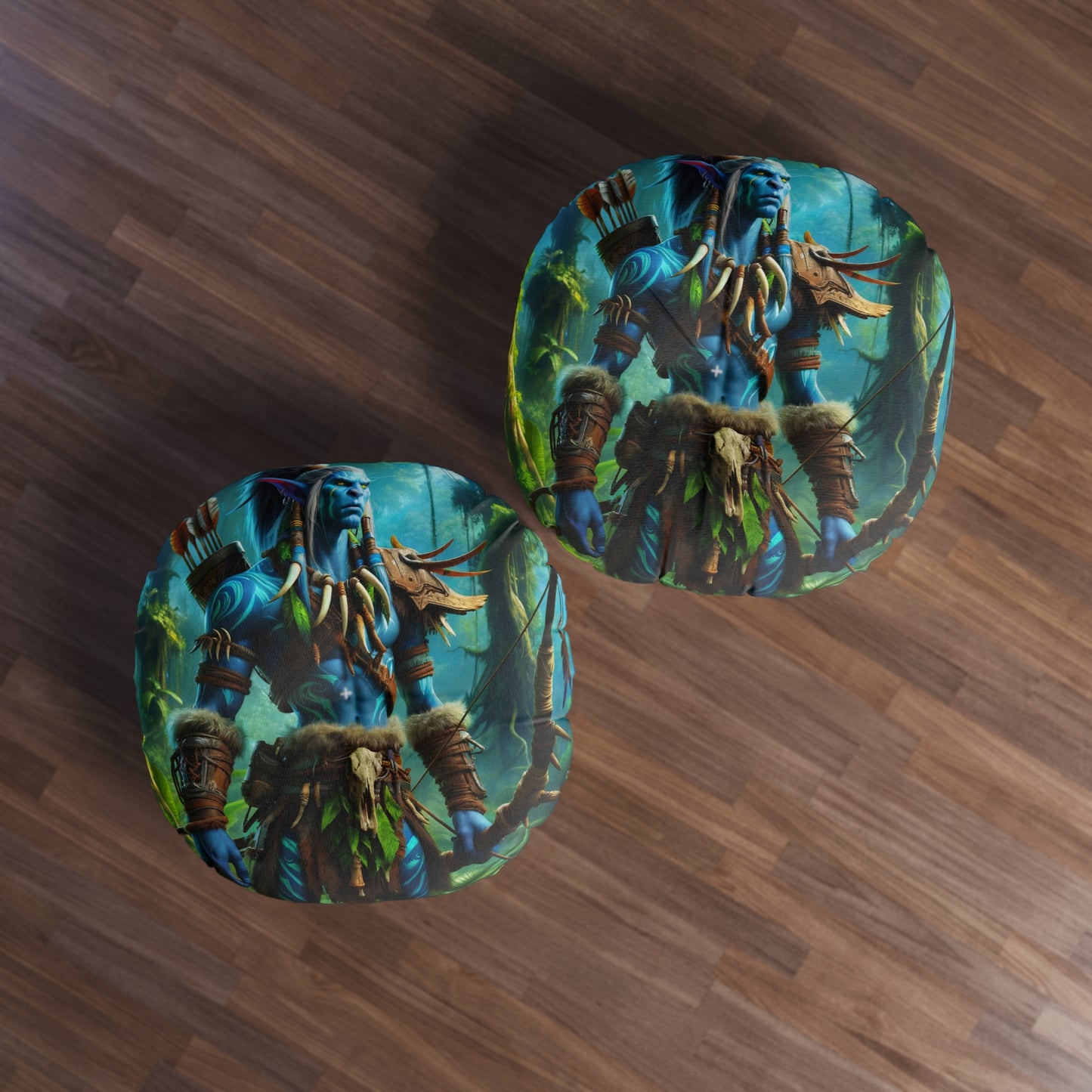 Yastık | Yer Minderi | Püsküllü | Yuvarlak | Fantastik Fauna | Yeşil Avcı