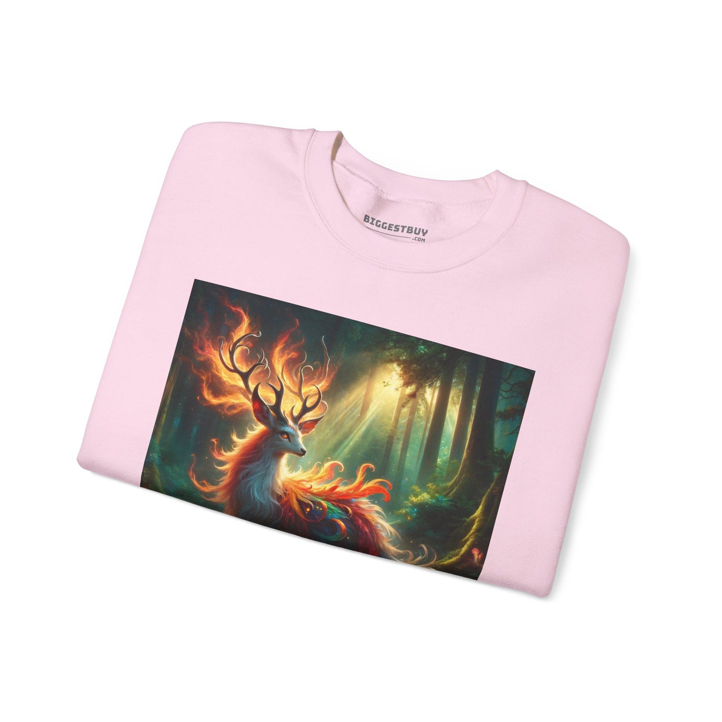 Bluza dresowa | Unisex | Okrągły dekolt | Gruba mieszanka | Mistyczna fantazja | Ognisty jeleń