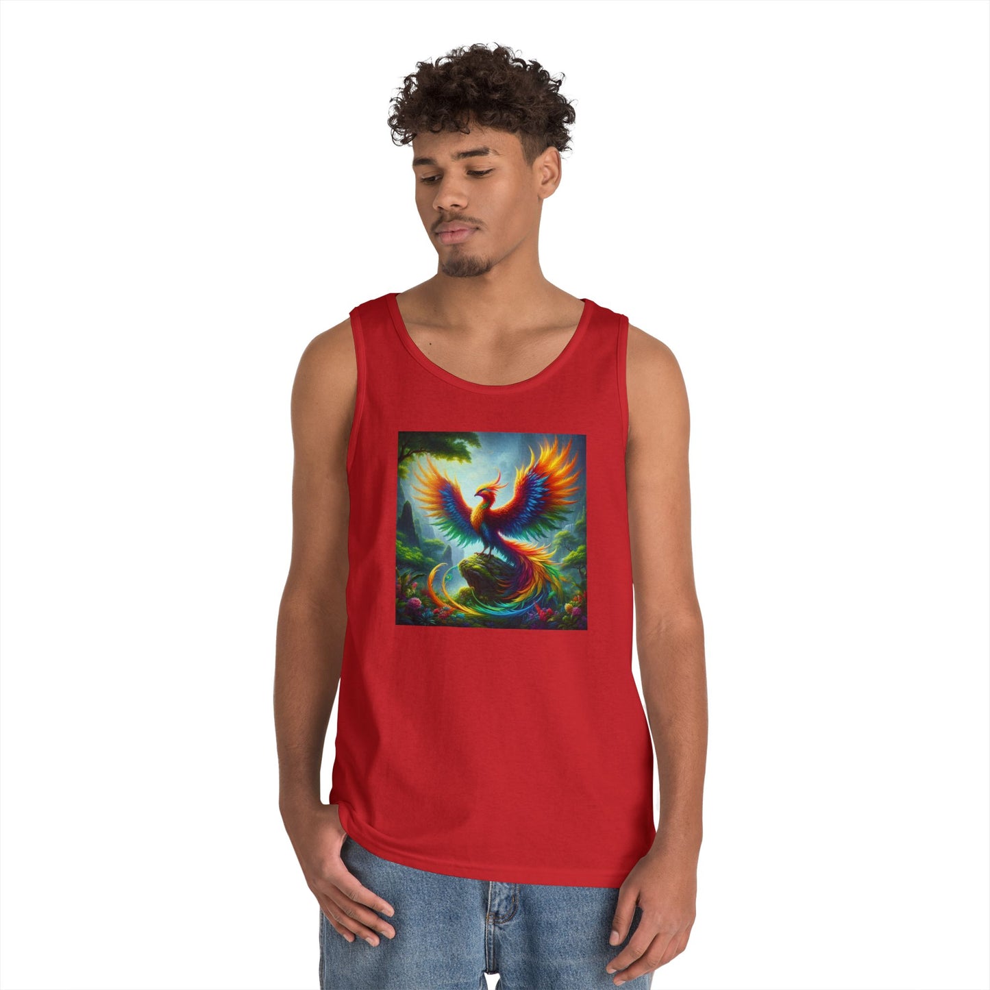 Débardeur | Unisexe | Coton épais | Art Mythique | Phénix Élémentaire | Oiseau