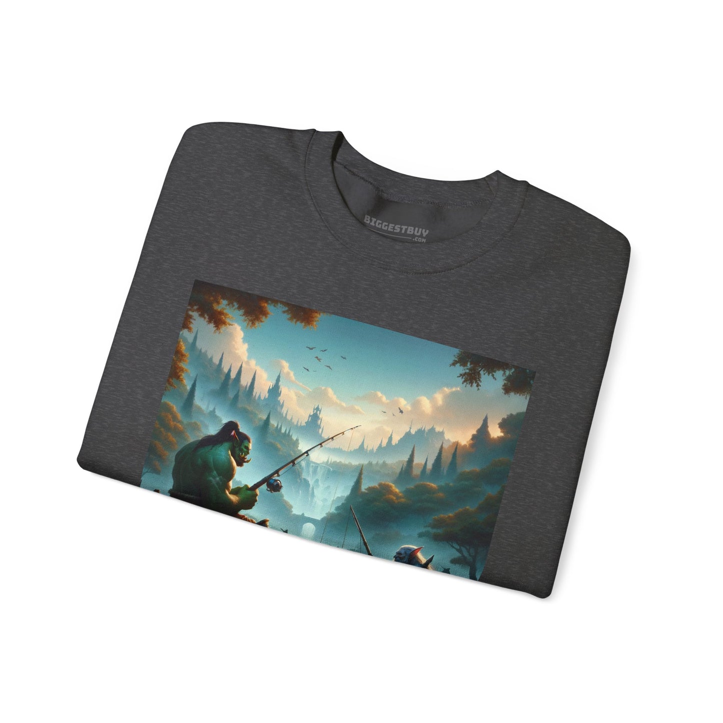 Bluza dresowa | Unisex | Okrągły dekolt | Gruba mieszanka | Fantasy międzyrasowe | Orc i krasnolud