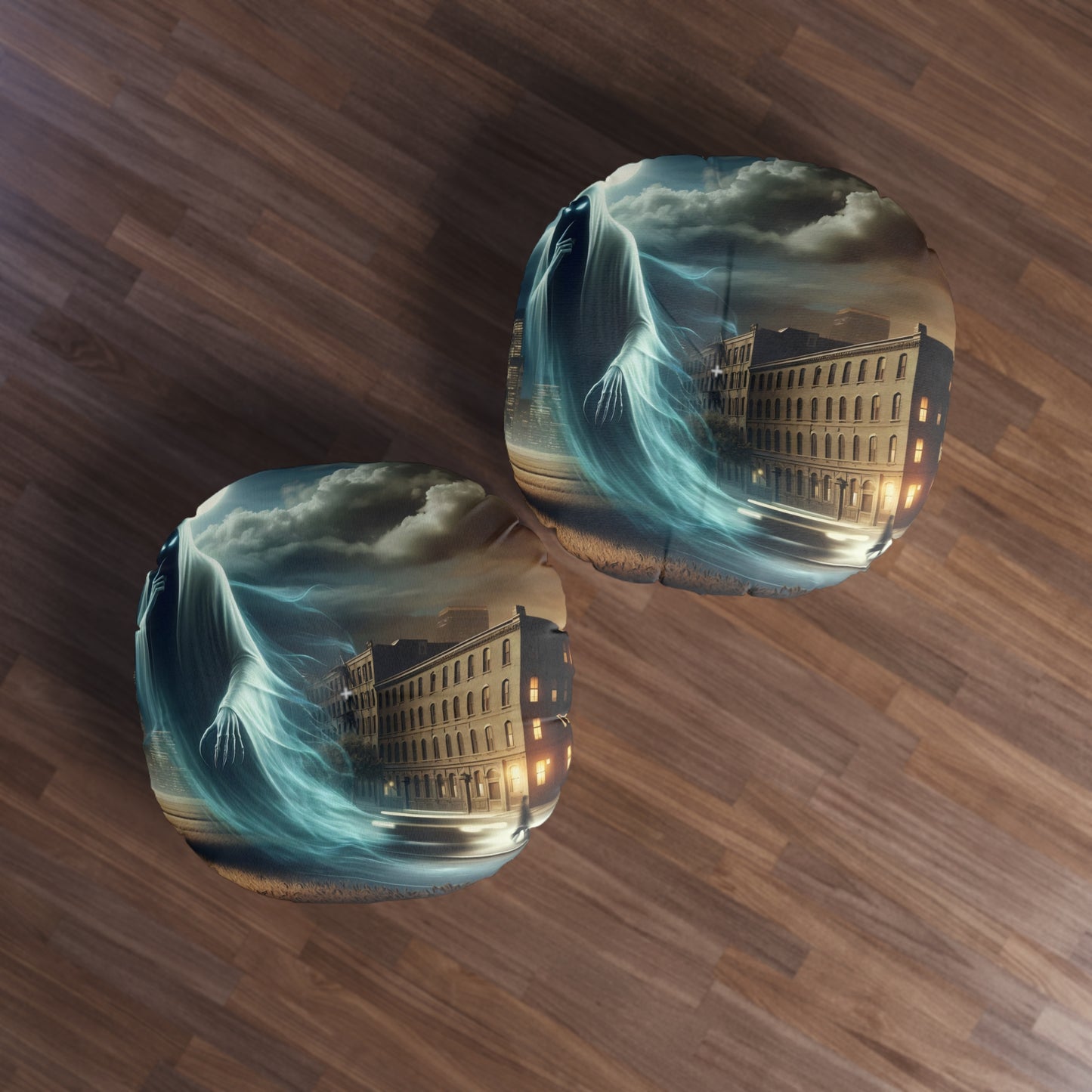 Coussin | Coussin de sol | Tufté | Rond | Fantôme urbain | Apparition nocturne