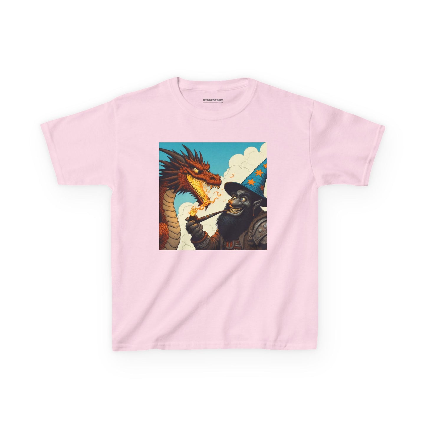 Camiseta | Camiseta Infantil | Algodão Pesado | Fantasia Épica | Duelo de Magia | Dragão