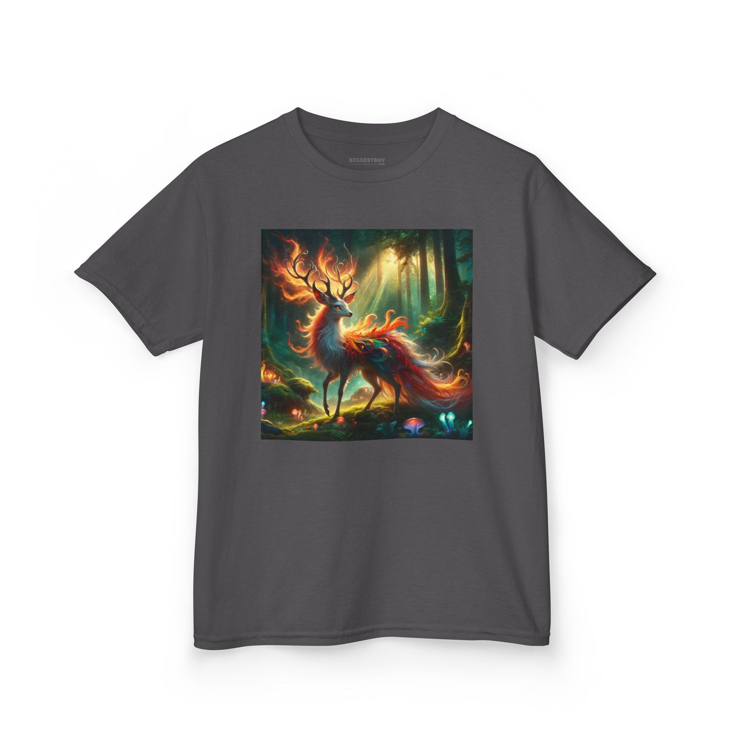 T-Shirt | Koszulka dziecięca | Ciężka bawełna | Mistyczna fantazja | Ognisty jeleń