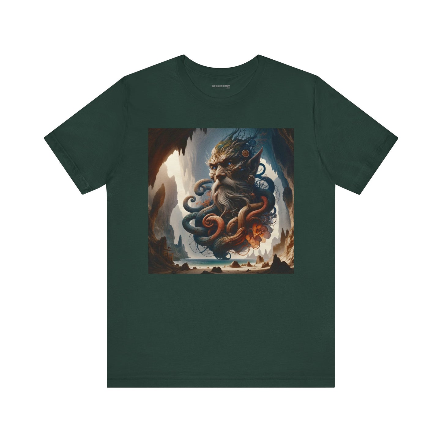 Tシャツ | ユニセックス | ジャージーTシャツ | 半袖 | 海洋ファンタジー | 古代海神の肖像