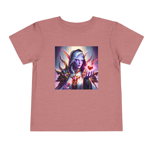 ٹی شرٹ | چھوٹا بچہ ٹی | مختصر بازو | خیالی فن | جادوئی الف وارڈن | ارغوانی دل