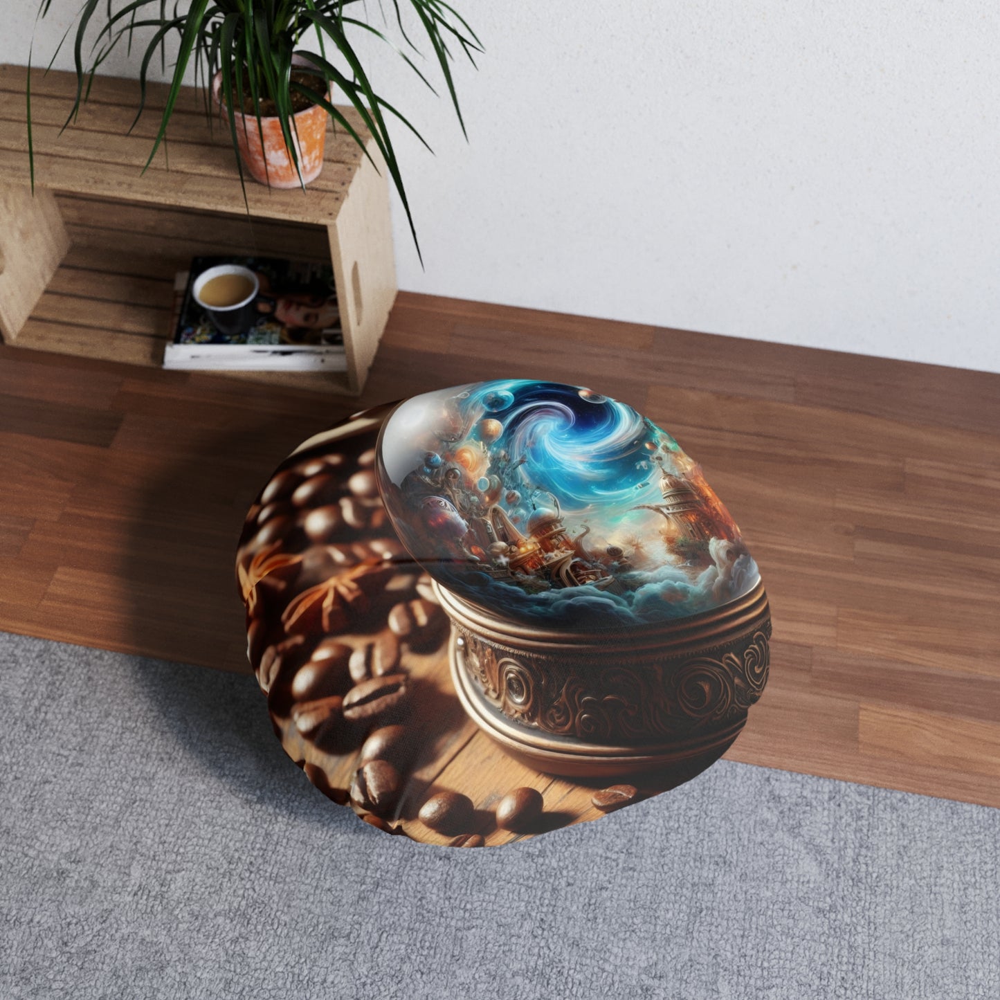 Kissen | Bodenkissen | Gesteppt | Rund | Kosmische Mythologie | Schneekugel