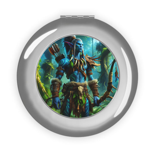 Mirror | Travel Mirror | Compact | Tribal Fantasy | Wood Elf Warrior