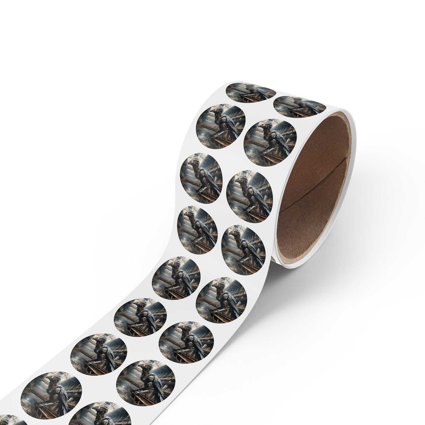 Stickerlabelrol | Rond | Steampunk | Klokwerk Mechanica | Raaf
