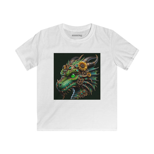 T-skjorte | Barne-T-skjorte | Softstyle | Steampunk Fantasy | Mekanisk Drage